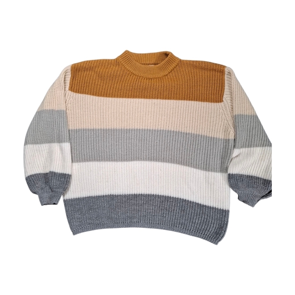 Debut Sweater Top Small Color Blocking Oversized Soft Balloon Sleeve